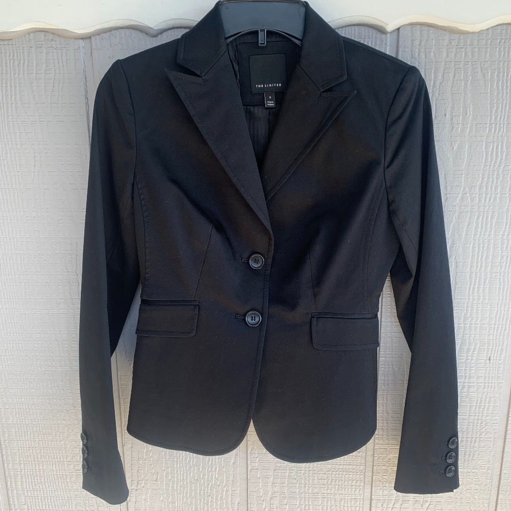 The Limited black 2 button blazer with black satin lining size 0.